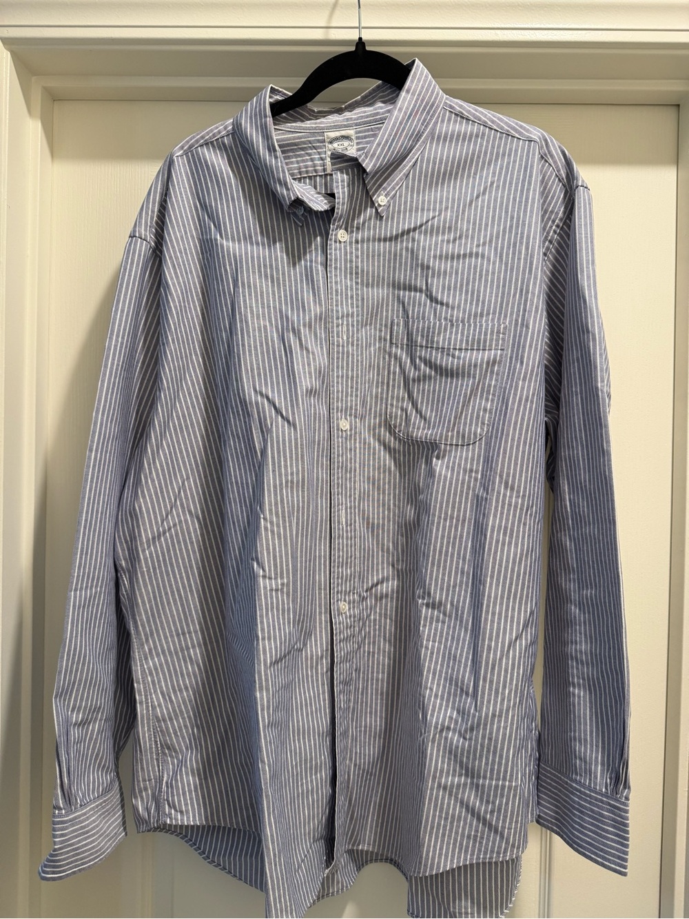 Brooks Brothers Men's Blue and White Stripe Button-Down Shirt